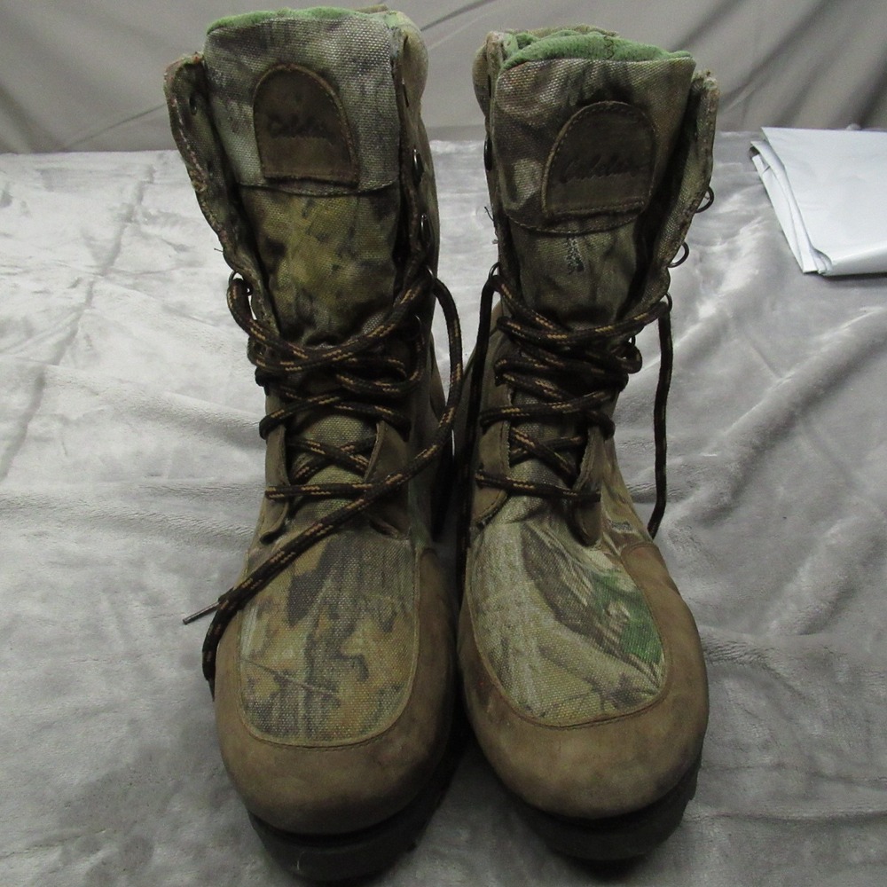 Cabelas Mens 11 Hunting Boots Camouflage Insulated Canvas Waterproof Waterfowl